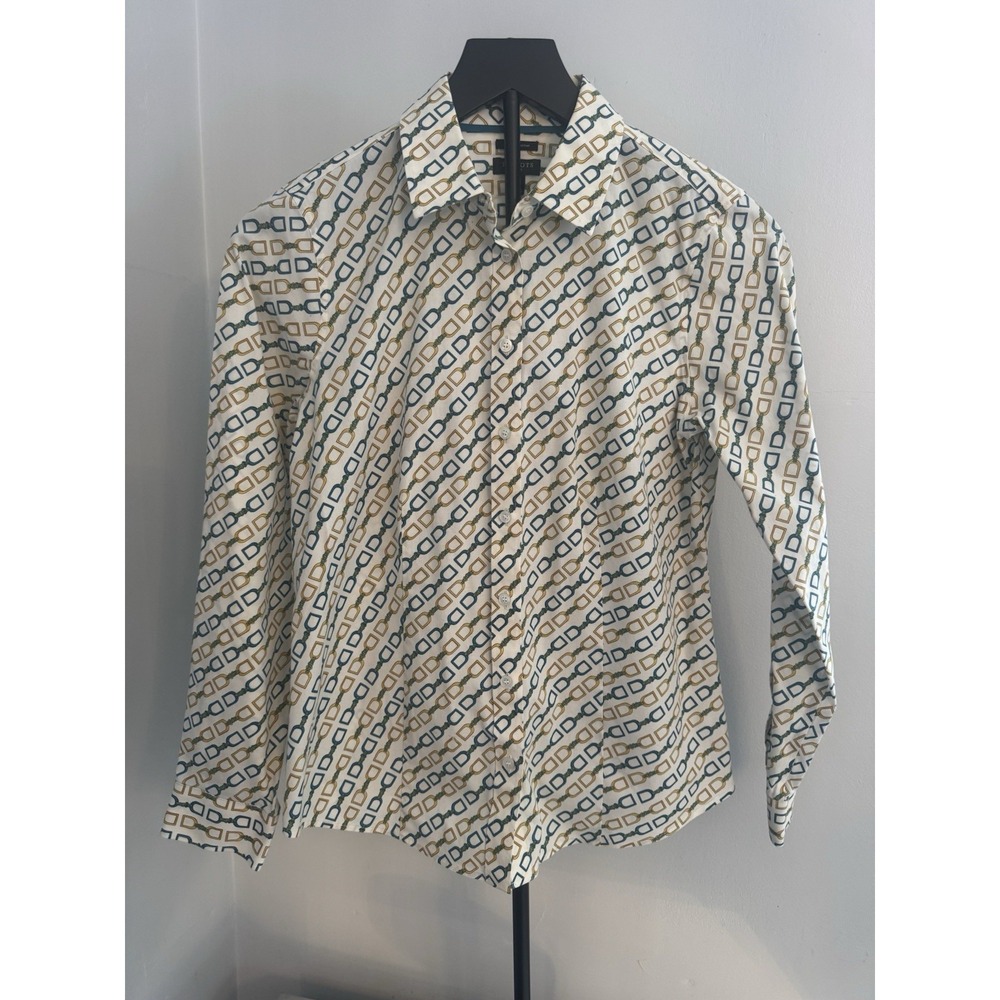 Talbots Petites‎ 4P Horsebit Equestrian Print Button Shirt Wrinkle Resistant